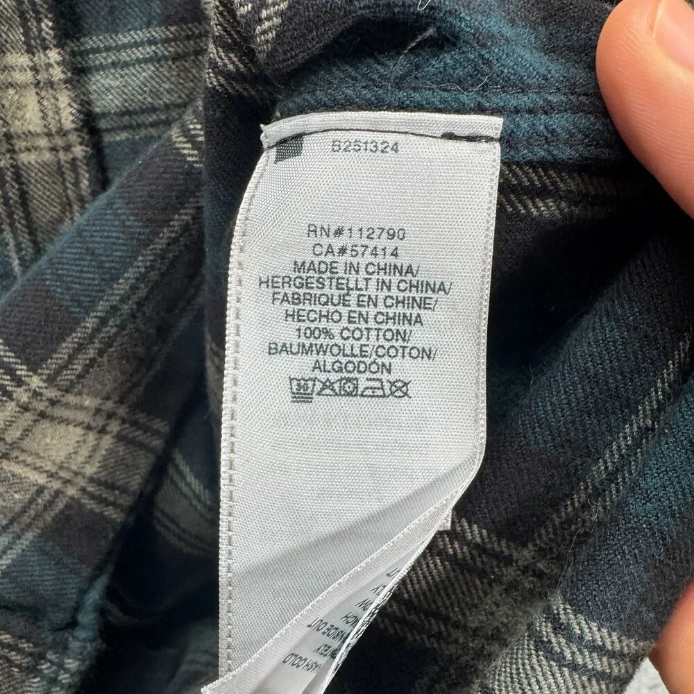 True Religion Flannel Shirt Mens M Green Plaid Western Triple Needle